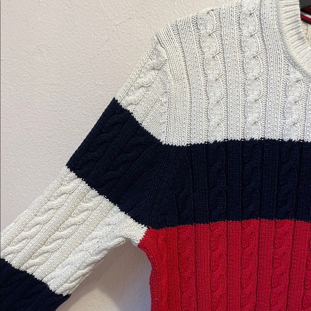 Tommy Hilfiger Women's Cable Knit Sweater - Red, Blue, White Size L - Picture 4 of 6